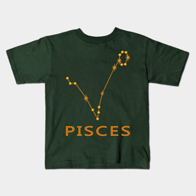 Pisces Zodiac Astrology Constellation Star Chart Kids T-Shirt by Webdango